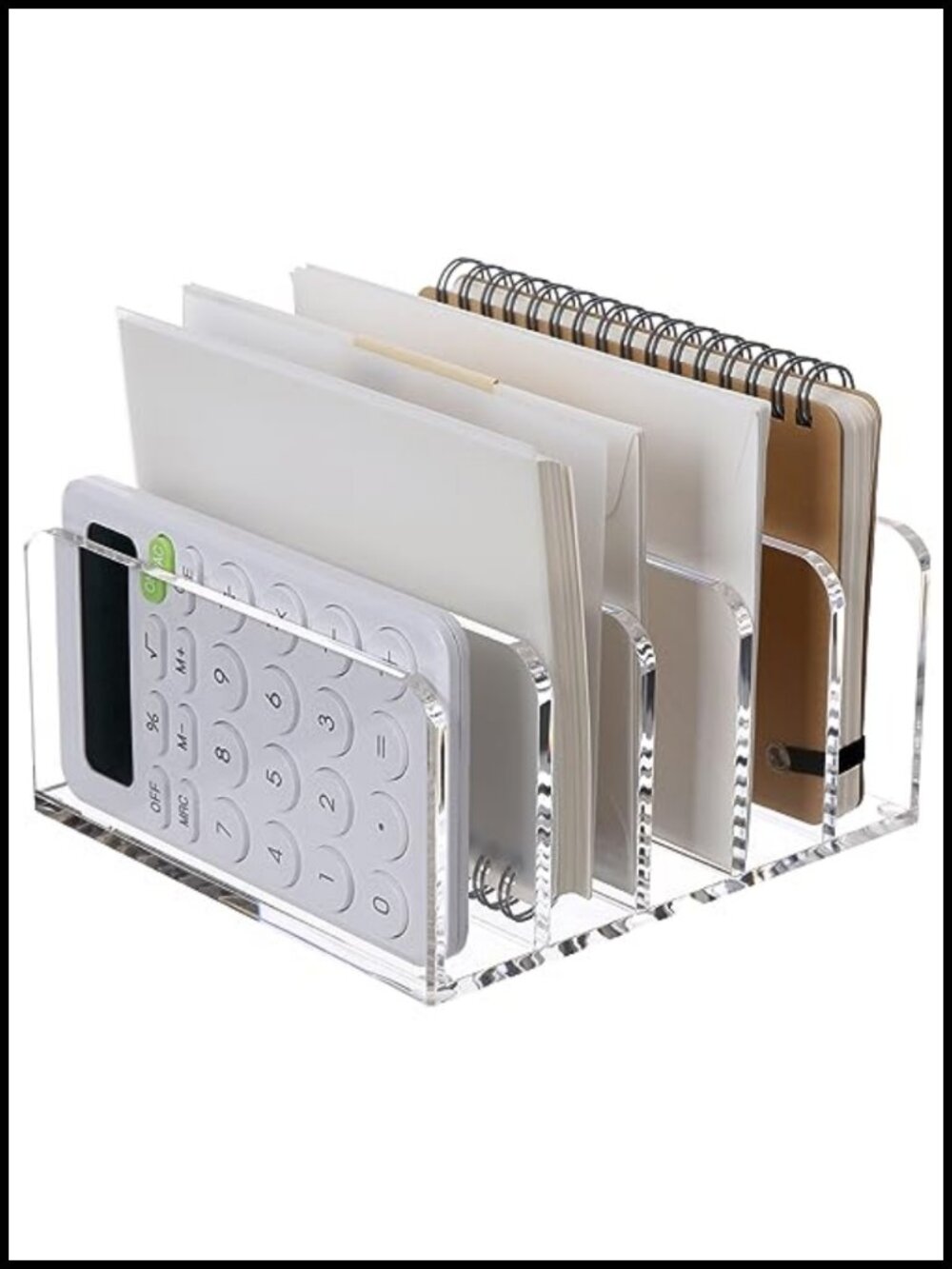 Acrylic Mail Organizer 5-Slot Letter File Holder Desk Sorter